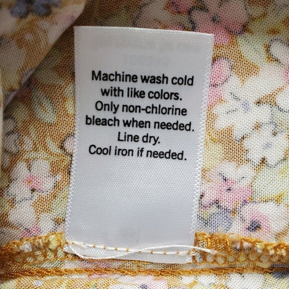 SO Cabin Fever Mustard Multi Floral Midi Dress Tiered Ruffle Hem Cottagecore M - Picture 9 of 16